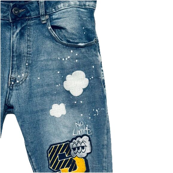 Smoke Rise Jeans Men's 34X34 (33.5") Distressed Destroyed Streetwear Stretch - Picture 7 of 16